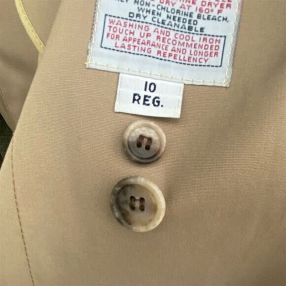 London Fog Trench Coat Size 10 Beige Plaid Double-Breasted - Picture 5 of 12